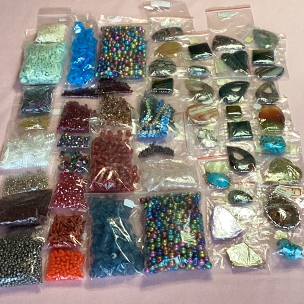 Lot #57 Jewelry Making Seed, Cube & Crystals + Stone & Shaped by the Hun…